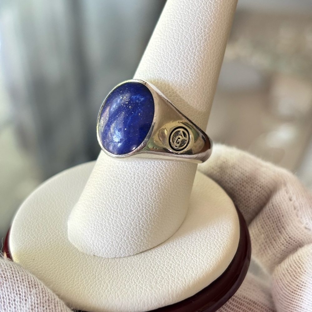 David Yurman Sterling silver Signet Ring with Lapis Lazuli 8.5